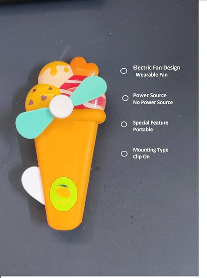 Arjoos | Kid's Hand Pressure Mini Fan Ice Cream Shape Cute Squeeze Toys/Portable Hand Press Fan Toy