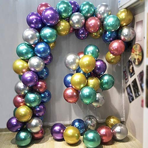 Arjoos | Metallic Balloons for Birthday Decoration,10inch Set of  25pcs ( Multicolour )