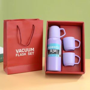 Arjoos | DWX Stainless Steel Insulated Vacuum Flask Water Bottle Gift Set With 3 Cups | e return gifts